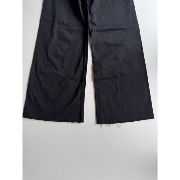 ZARA Marine Straight Black Stretch Denim High Waisted Wide Leg Jeans, Size 4/26 - Picture 6 of 11